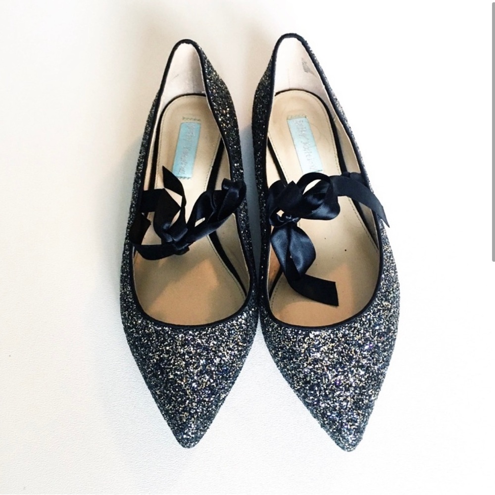 Betsey Johnson Glitter Mary Janes Blue 8.5 SB-LIA